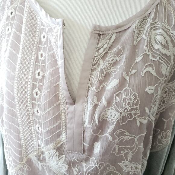 Anthropologie Tiny Hazel Embroidered Dolman Sleeve Blouse Rayon Women Small - Picture 7 of 12